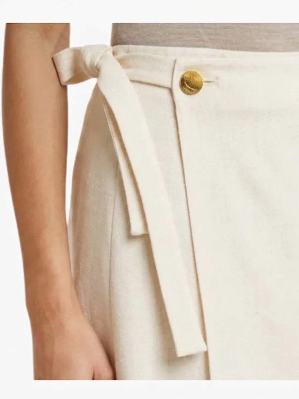 Liviana Conti Wrap Skirt Ivory Tie Waist Elegant A-Line Women Size 40 NWT